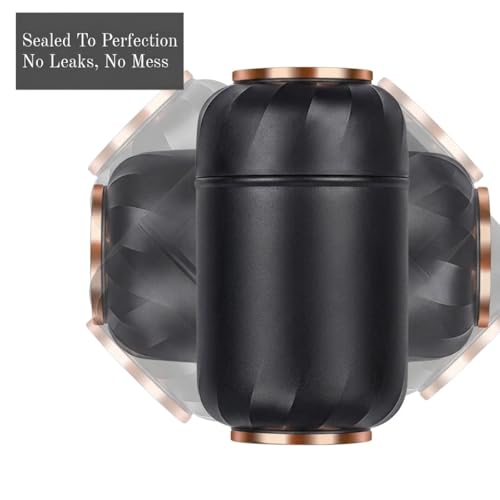 Image of Insulated Lunch Box 500ml Stainless Steel | Thermal Food Flask & Food Jar with Folding Spoon | Leakproof Tiffin Box for Office, School, Travel | Hot & Cold Food Container (Black With Golden Handle)