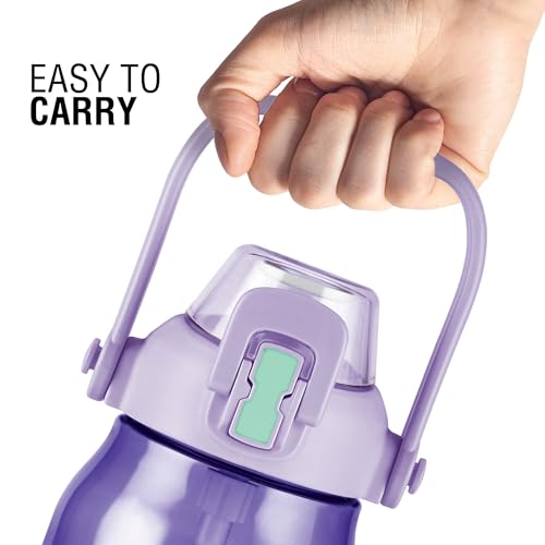 Image of MILTON Juwel 1000 Premium Crystal Clear Unbreakable Material Sipper Water Bottle | BPA Free | One-Touch Open|Leak-Proof | Sturdy Handle Cum Mobile Holder | Ideal for Office, School, Gym, 975ml, Purple