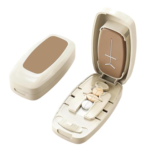 SUNNIFLY Cortador de Pastillas，El Partidor de Pastillas Portátil Permite Dividir la Tableta 1 en 2, 1 en 3 y 1 en 4 para Viajes y Familia (Blanco Lechoso)