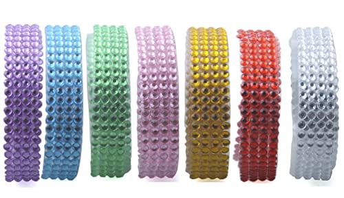 ALL in ONE 7 Rolls Mixed Color Acrylic Rhinestone Lace Washi Tape for Gift Wrapping Decoration, Scrapbooking, Holiday, Party, DIY