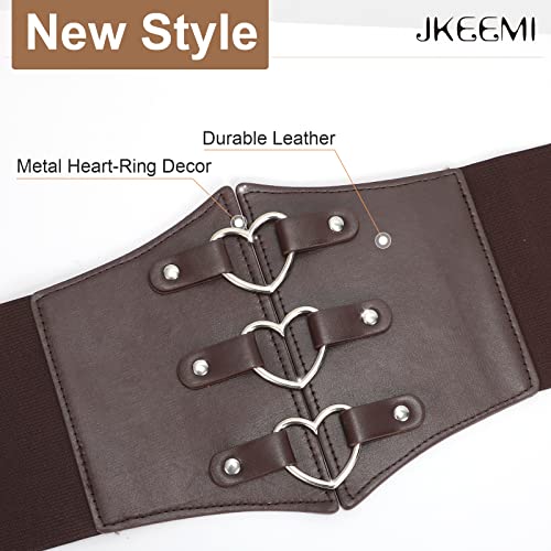 2 Pack Women Corset Belt Heart-Ring Wide Elastic Waspie Waist Belt for Cosplay Halloween Costumes Daily4