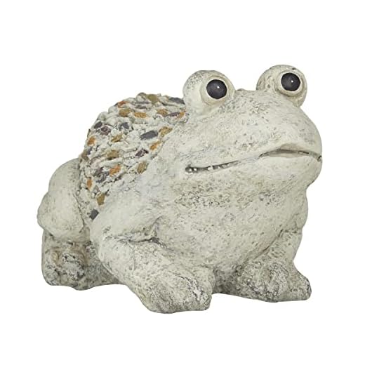 Deco 79 Polystone Frog Decorative Garden Sculpture Indoor Outdoor Garden Statue, Outdoor Sculpture 12" x 8" x 8", Light Gray