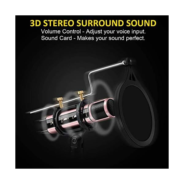 ZealSound USB Mikrofon für PC Handy Phone Laptop PS4, Karaoke Podcast Gaming Microphone, mit Echo Mischpult, Windschutz… – Bild 4