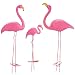 Ohuhu Family Flamingo Yard Ornaments, Set of 3 (32", 31", 19") Bright Pink Flamingos Family with Metal Feet Stakes for Garden/Yard/Patio Decoration, Great Christmas Decor Outdoor Gift Present Idea