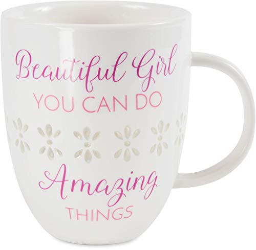 Pavilion Gift Company Pavilion-Beautiful Girl You Can Do Amazing Things-24 oz Large Thin Porcelain Coff Mug 24 oz Pink