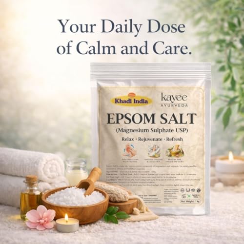 Image of Khadi Kayee Ayurveda Epsom Salt Pure Magnesium Sulphate for Bath Soak, Foot Soak & Muscle Pain Relief | Deep Relaxation, Muscle Recovery & Foot Soak Therapy | Spa-Like Experience at Home - 1KG