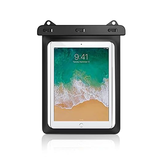 8.7-11 inch Tablet Waterproof Pouch Case Dry Bag for Samsung Galaxy Tab A7 Lite 8.7, S8 11, A7 10.4, A8 10.5, Active Pro 10.1, iPad Pro 11, iPad Air 10.9, Fire HD 10, Microsoft Surface Go 10.5 (Black)