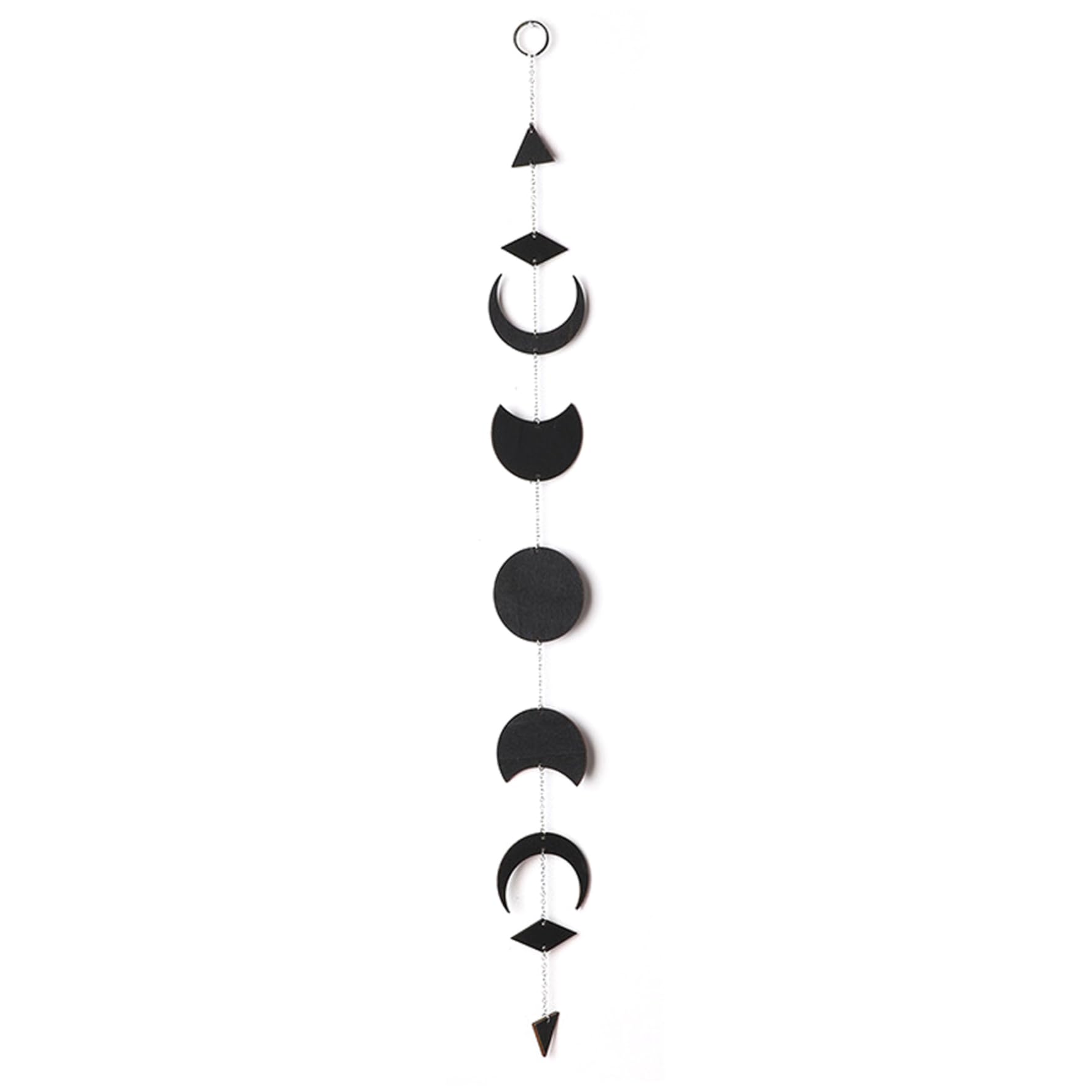 Uanqfegy Moon Phases Boho Wall Hanging, Wooden Star Sun Decorations With Metal Chains Pendant For Yoga Meditation Home Decor