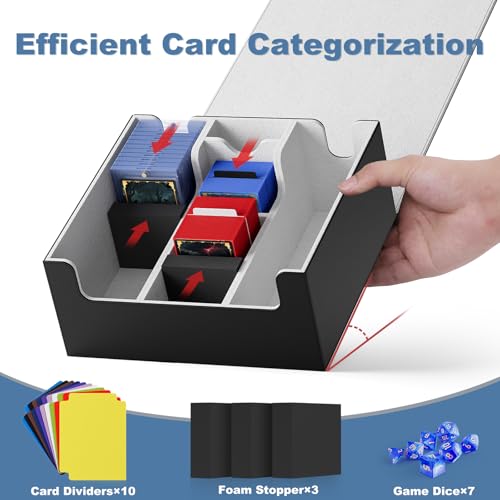 Image of Mlikero Card Deck Case, Trading Card Storage Box for Magnetic Cards Holder and Hard Plastic Cards Protectors, Leather Magnetic Closure Deck Box Fit for MTG, TCG