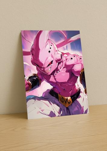 Image of NIJUKA Anime Printed Metal sheet Poster For Home And Room Decoration | For Anime Art Fans Boys And Girls (Kid buu art)