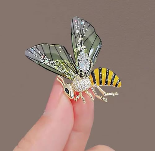 Image of Bee Pin and Brooch - Women's Retro Honeycomb Fashion Rhinestone Sunflower Brooch - Cute Cartoon Personality Enamel Oil Drop Color Insect Pin