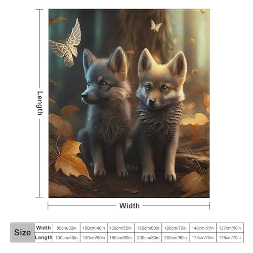 Couverture en loup 3D impression flannel moelleuse pour lit toutes saisons