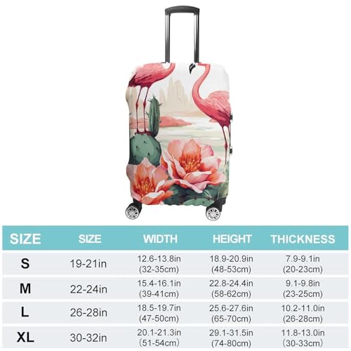 Cactus Flamingo Rose Flowers Travel Luggage Cover Anti-scratch Suitcase Cover Elastic Suitcase Protective Cover Fits 19-32 Inch Luggage XL2