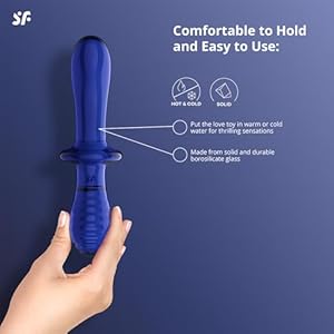 Satisfyer Double Crystal | 20cm | Dildo del punto G | Dildo de vidrio | Vidrio de borosilicato | Estructura lisa y estriada para mayor estimulación | Mango y base ancha para sesiones seguras