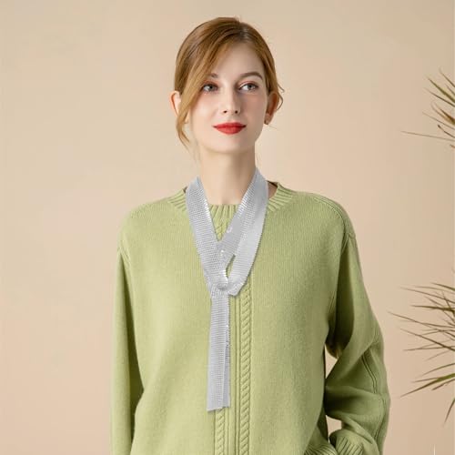 Silver Sequin Scarf Necklace for Women - Dazzling Glitter Neckerchief for Party Evening Versatile Sparkly Shawl Accessory2