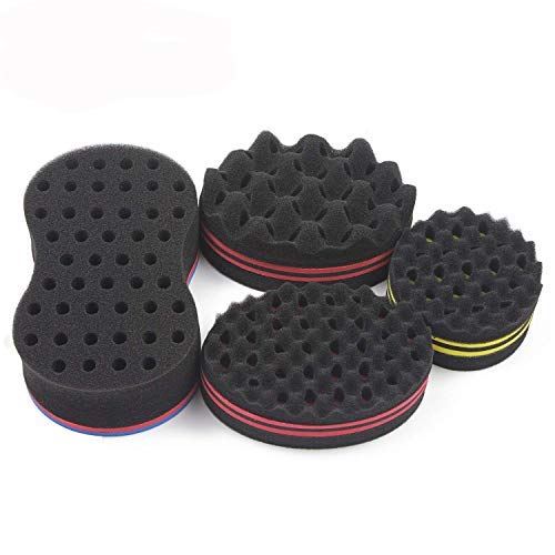 Big Holes Magic Barber Sponge Brush Twist Hair For Wave,Small Wave Big Wave,4