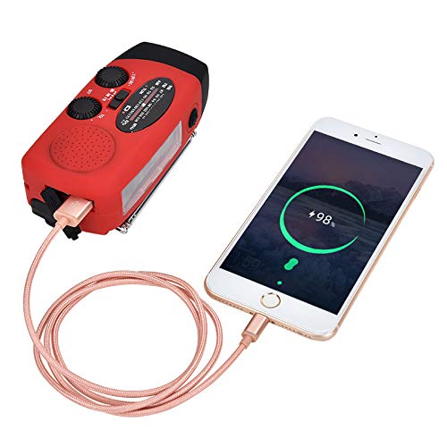Kurbelradio mit Solar und LED Taschenlampe, Handkurbel Dynamo Notfallradio Batterie Power 2000MAH NI MH Weltempfänger für Camping und Outdoor