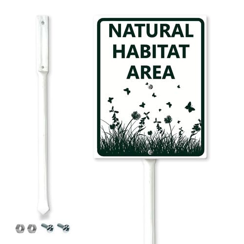 Horienteeon Natural Habitat Area Yard Sign with Stakes 11.5x15cm Weatherproof Heavy Duty Aluminum Yard Signs Rust Free Garden Decoration for Outdoor Lawn, Easy to Mount