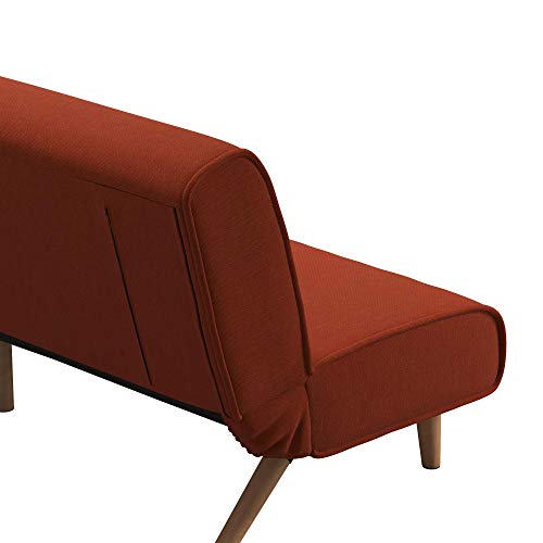 Novogratz Palm Springs Split Futon, Persimmon Orange Linen #TOP6