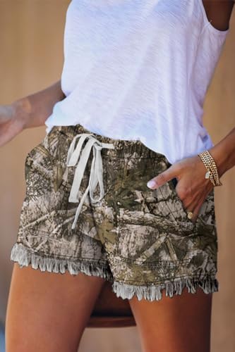 Image of YOCUR Womens Lightweight Shorts Casual Baggy Trendy Hot Pants Elastic Waist Drawstring Comfy Shorts