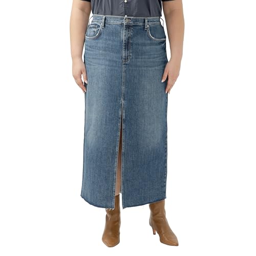Silver Jeans Co. Women's Plus Size Front-Slit Maxi Jean Skirt