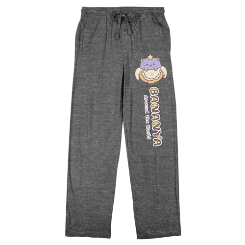 Bioworld Bananya Masked Character Adult Gray Heather Sleep Pajama Pants
