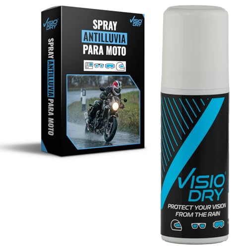 Aerosol Repelente de Lluvia Visiodry – Viseras de Casco y Gafas – sin Marcas, eficaz Incluso en parado – 35 ml – VDA050