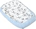Nido per Neonato 100x60x15cm Baby Nest 100% Cotone Waffle Lettino da viaggio per bambini Medi Partners Multifunzionale Chiusura sicura (Orsacchiotto con Waffle azzurro)