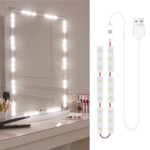 6 luci LED per specchio da trucco, dimmerabili, controllo touch, con striscia di cavo USB, per bagno, toeletta, camera da letto, barbieri