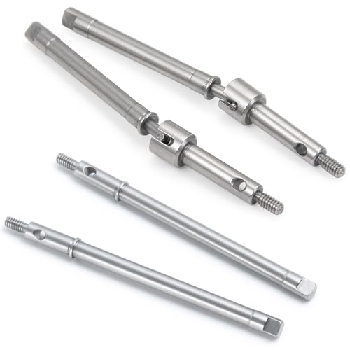 MORLORDY 4Pcs Stainless Steel Front Rear CVD Driveshafts Axle Shafts for 1/24 Axial SCX24 C10 JLU Bronco Gladiator Deadbolt Upgrade Parts (Style A)