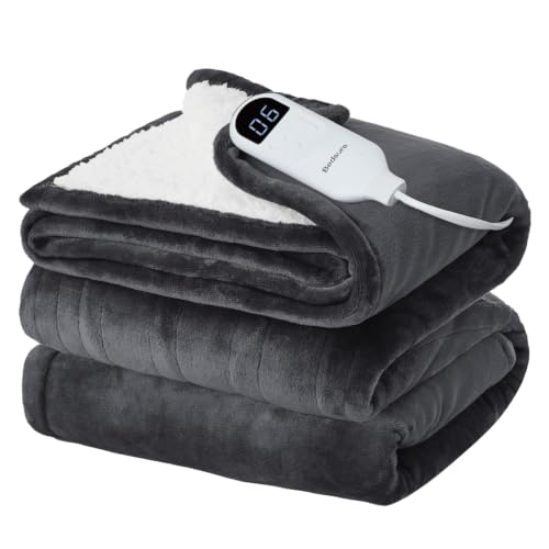 Image of Bedsure Heated Blanket Throw XL, Electric Blanket with Preheat, Dark Grey