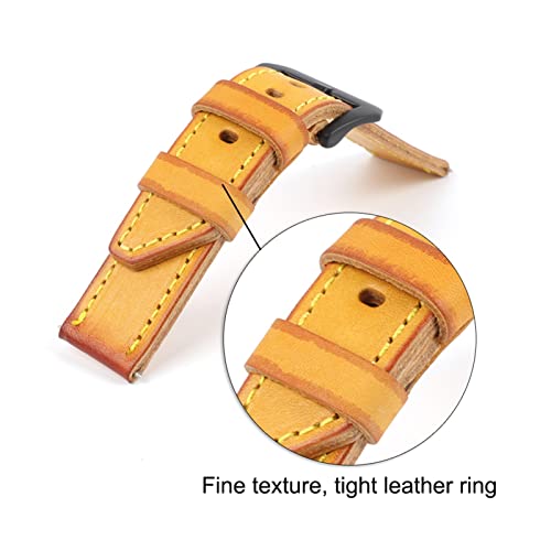 Correa de reloj de cuero amarillo para uso diario y ocasiones especiales 22mm 24mm 5