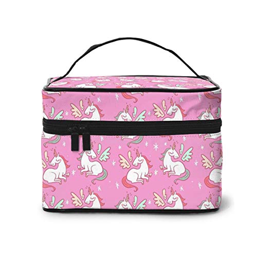化粧ポーチ メイクボックス ユニコーン ピンク コスメボックス 化粧バッグ 大容量収納ケース トラベルバッグ 小物入れ 収納ボックス 洗面用具入れ 出張 旅行 家用 收納 ファスナー