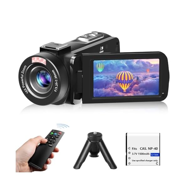 Video Camera, Full HD 1080P 30MP Camcorder, Vlogging Camera for YouTube with Infrared Night Vision, 18X Digital Zoom 3.0“ LCD Screen Digital Camera, Video Recorder with Remote Control and Battery