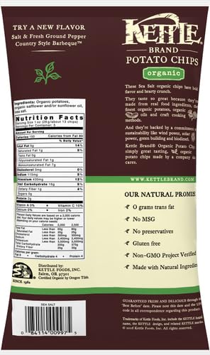 Image of Kettle Brand Potato Chips, Organic Sea Salt, 5 Ounce Bag