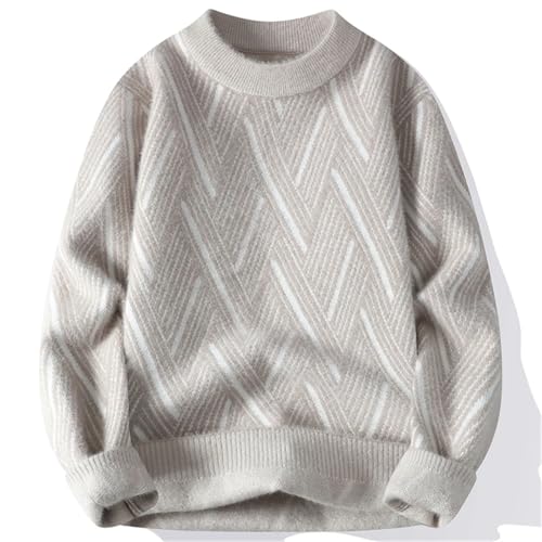 Men's O-Neck Thick Sweater Striped Pattern Sweater Casual Pullover