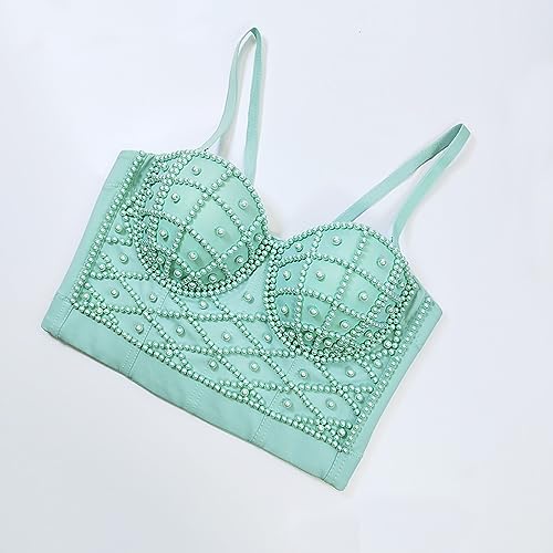Image of VEENDEO Women's Strap Beads Bustier Corset Crop Top Club Party Bra