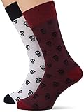 Urban Classics Skull Allover 2-Pack Calcetines, Burgundy/White, 39-42 Unisex Adulto