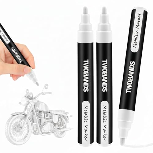 Image of Metallic Marker Pen Set of 3 | Shake and Use Paint Pens | Water-Based Quick Dry Non-Toxic Ink for Art, Craft, Card Making, Journaling, Rock Painting & Drawing (1 Gold & 1 Silver & 1 White)