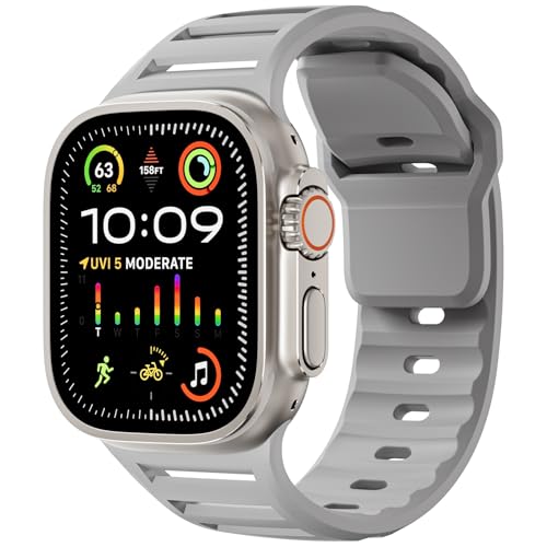 Bracelet sport silicone Apple Watch 45mm 44mm 42mm gris Correa