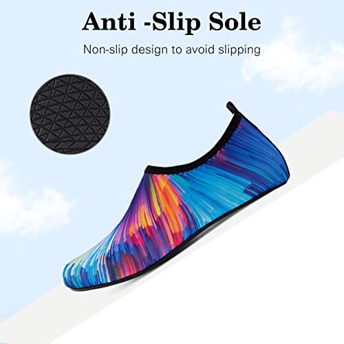 Aqua Socks Beach Water Shoes Barefoot Yoga Socks Quick-Dry Surf Pool Swim Shoes For Women Men(Colorful/Blue,9.5/10.5 Women,8.5/9 Men,40/41 Eu) #TOP3