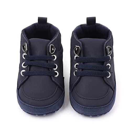 Sekantrol Newborn Baby Boys Girls First Walker Crib Shoes Soft Rubber Sole Infant Sneakers Fashion High-Top Non-Slip Toddler Oxford Dress Moccasins (04-Navy, Infant, 0_Months, Age_Range, Us_Footwear_Size_System, 6_Months, Medium) #TOP3