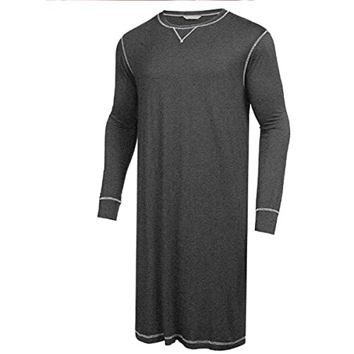 SCEINRET Camisola masculina de manga comprida e gola redonda de algodão confortável para dormir cami