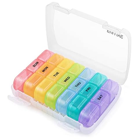 Weekly Pill Organizer, Fullive 3 Times a Day Pill Case Box, Extra Large Daily Medication Reminder, Portable 7 Day Pill Dispenser for Vitamins Fish Oils and Supplements Cover