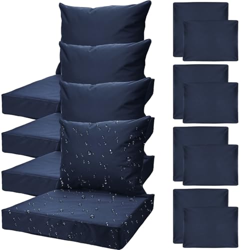 All Smiles Patio Furniture Replacement Chair Cushion Covers Set of 4 for Waterproof Resistant Outdoor Deep Set Cushion Covers for Seat Yard Garden Deck24 x 20 Inch 24 x 24 x 4 InchNavy Blue