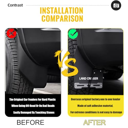 Image of 4pcs Mud Flaps Suitable for 2024 2025 Toyot-@ Land Cruiser 250 1958 Prado Lc250 J250 Splash Guards Cover Soft Rubber+Metal Frame Wing OEM Fender Custom Fit Mud Flaps for LC250 Black with Logo