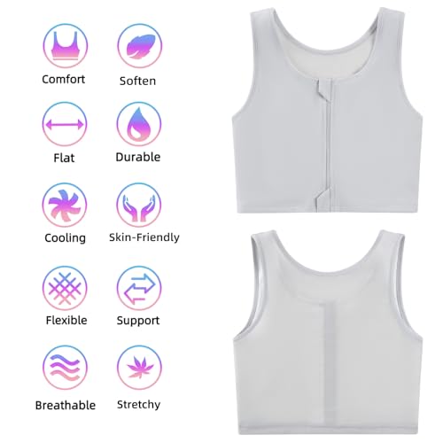 XUJI Transgender FTM Zip Up Breathable Half Chest Binder - Image 4