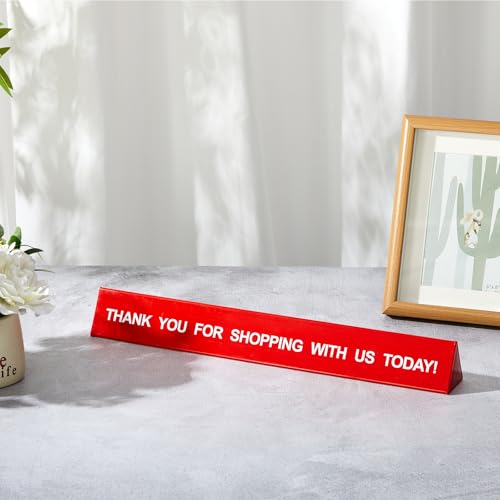 Teenyyou 2 Pcs Checkout Lane Divider Checkout Sign Double Side Printed Thank You for Shopping with Us Today Red Resin Tabletop Retail Counter Sign for Shops Stores, 16"L x 1.97"d Divider (Triangle) - Image 6