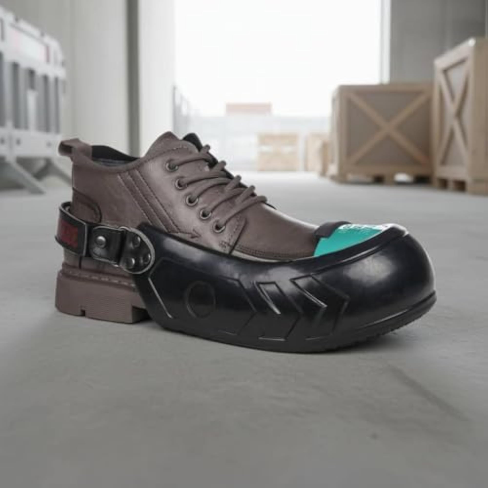 Raised Toe Cap Strap-Fastened Shoe Cover