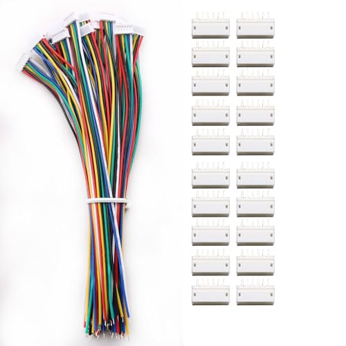 VISSQH 20 Pares JST Conector,JST 1.5 ZH 6 Pines Conector Hembra y Macho con Cable Eléctrico de 150mm 28AWG,Mini Micro JST cable Conector Plug y hembra